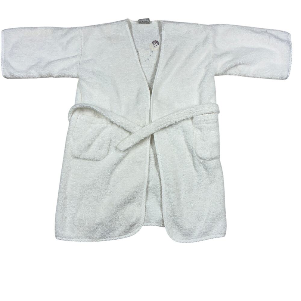 Delorme Paris Robe Kids Large White Terry Cloth Luxury Belted  Made in France